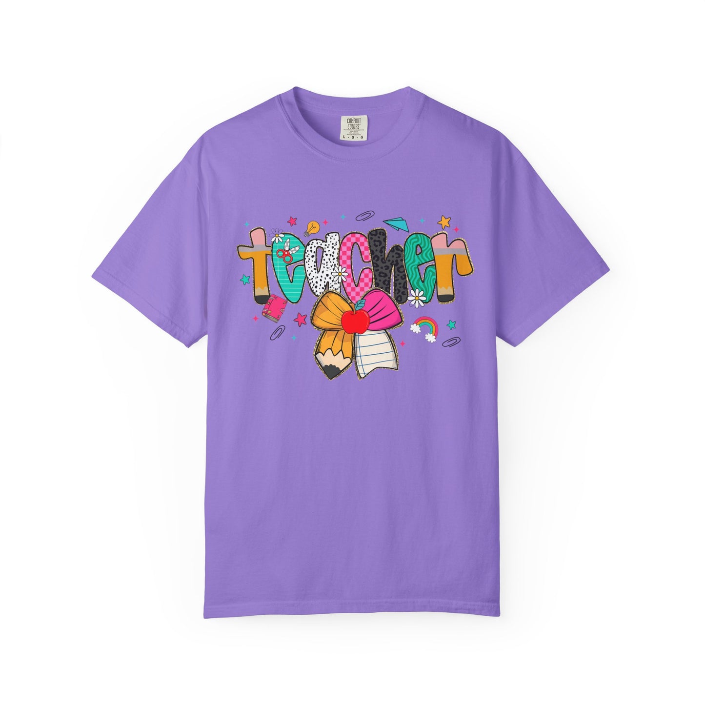 Personalized Teacher Shirt with Name Custom Pencil Bow Design Back to School Tee Gift for Educators Women Cute Teaching T Shirt