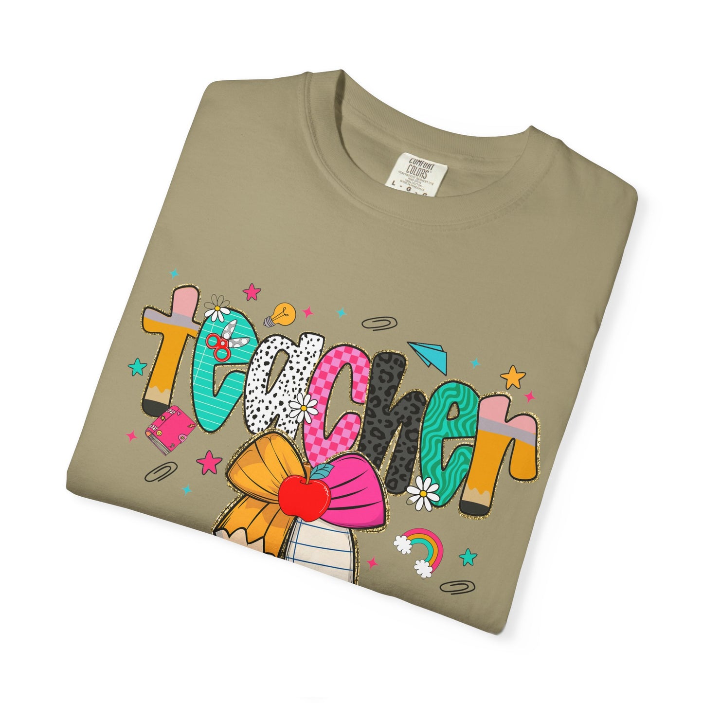 Personalized Teacher Shirt with Name Custom Pencil Bow Design Back to School Tee Gift for Educators Women Cute Teaching T Shirt