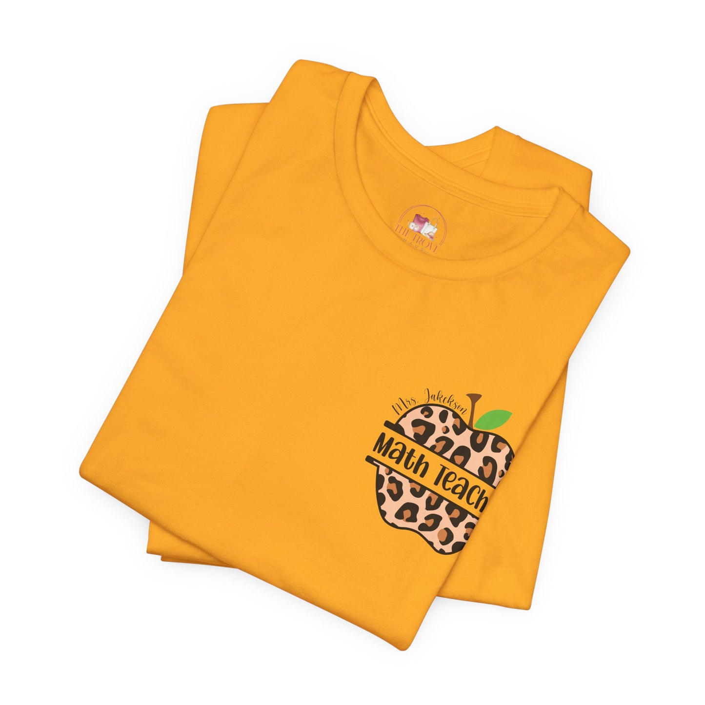 Personalized Math Leopard Print Teacher Tee, Cute Teacher T-Shirt, Math Teacher Gift, Back to School Shirt, Funny Educator Top, Animal Print T-Shirt