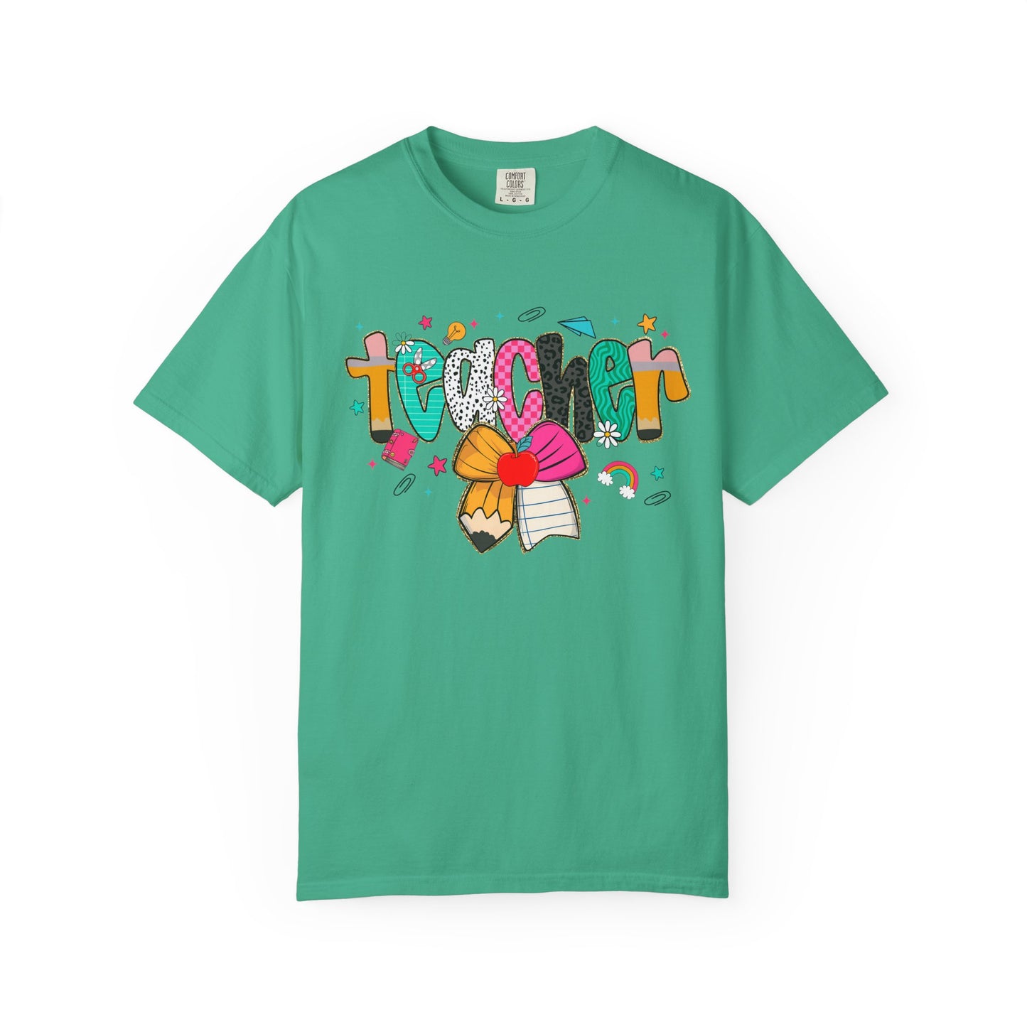 Personalized Teacher Shirt with Name Custom Pencil Bow Design Back to School Tee Gift for Educators Women Cute Teaching T Shirt