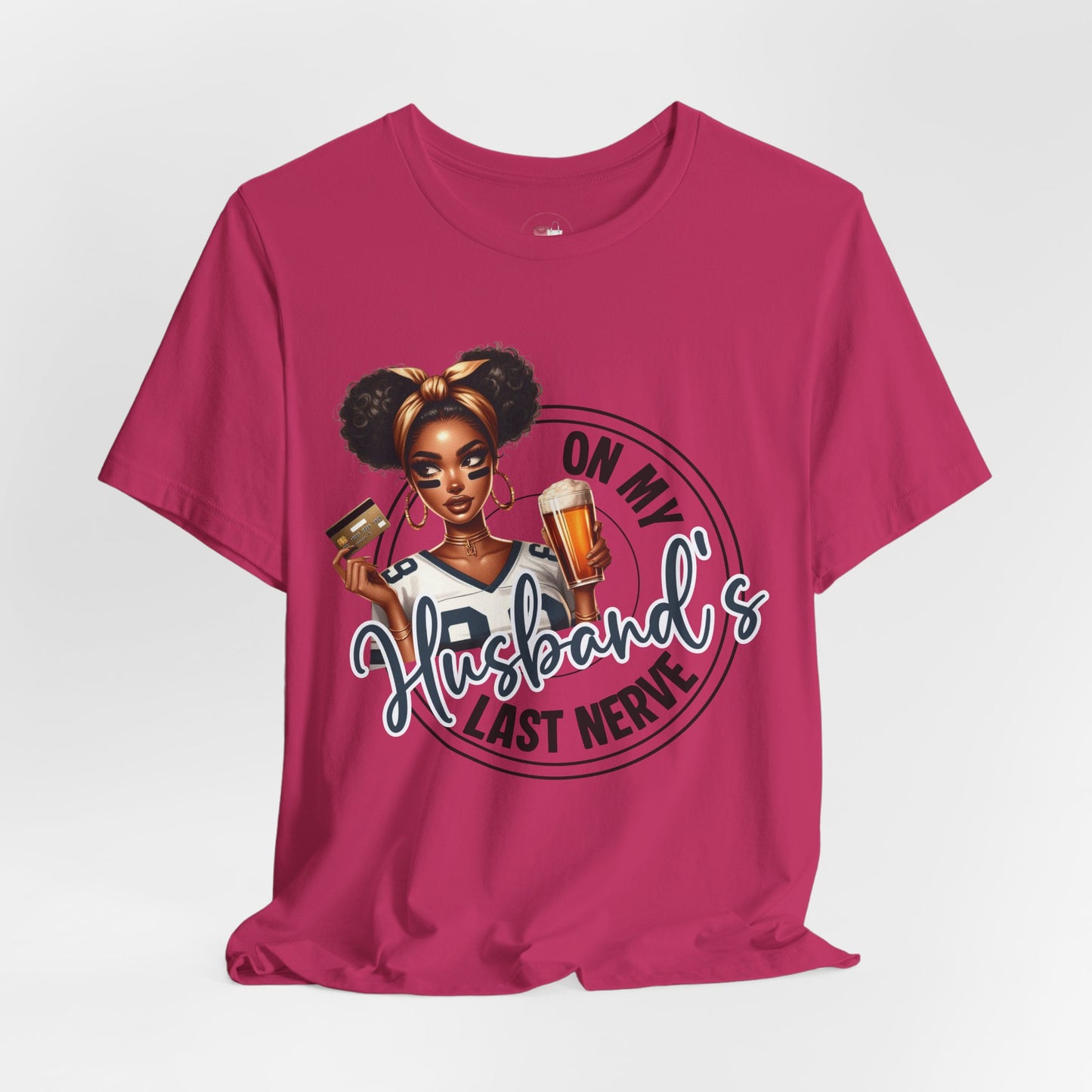 Funny Football Wife T-Shirt Black Woman Graphic, Game Day Beer Credit Card Design, Sassy Sports Fan Shirt, Husband's Money Tee, Cute Game Day Gift