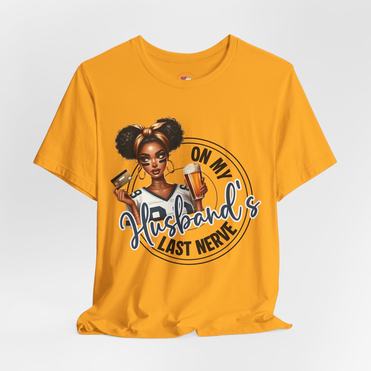 Funny Football Wife T-Shirt Black Woman Graphic, Game Day Beer Credit Card Design, Sassy Sports Fan Shirt, Husband's Money Tee, Cute Game Day Gift
