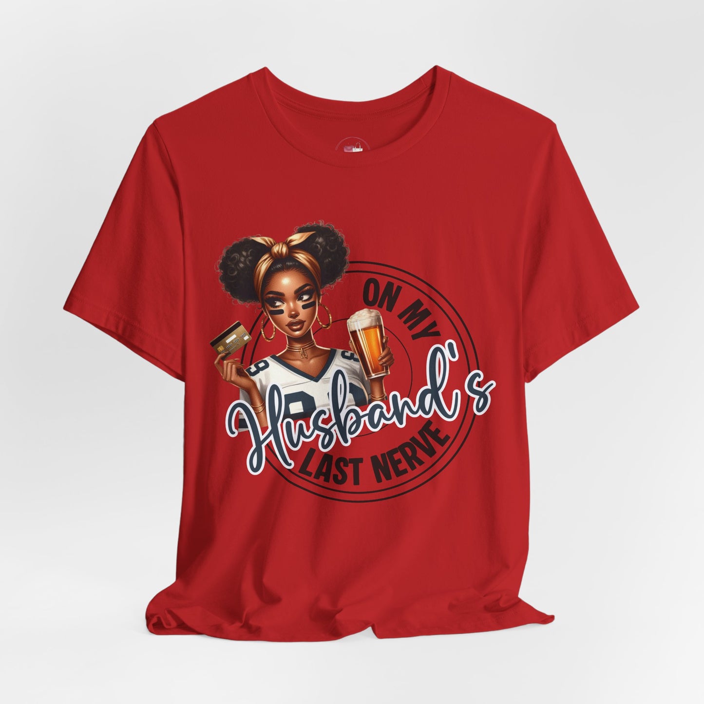 Funny Football Wife T-Shirt Black Woman Graphic, Game Day Beer Credit Card Design, Sassy Sports Fan Shirt, Husband's Money Tee, Cute Game Day Gift