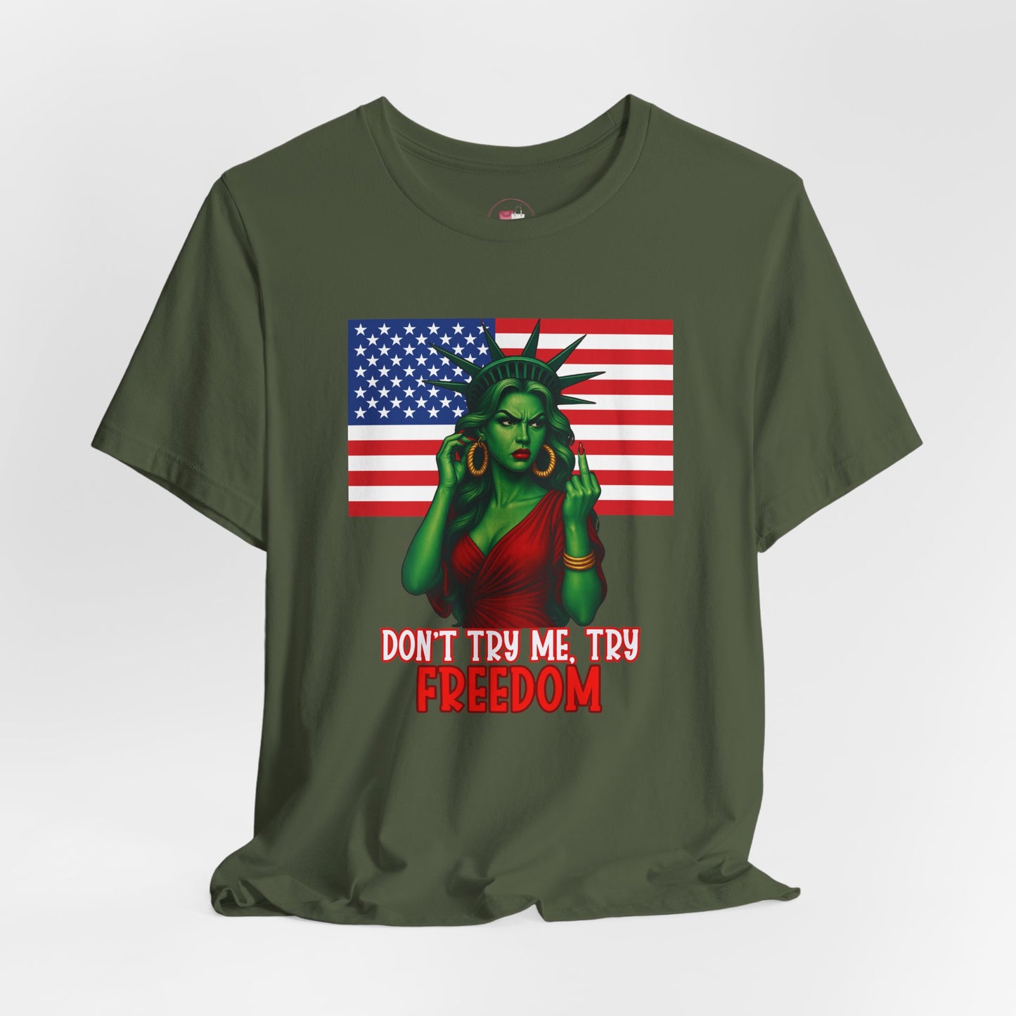 Funny Statue of Liberty Tee - Don't Tread on My Freedom, Unisex Graphic T-Shirt for Independence Day, Patriotic Gift, Casual Wear, American Pride
