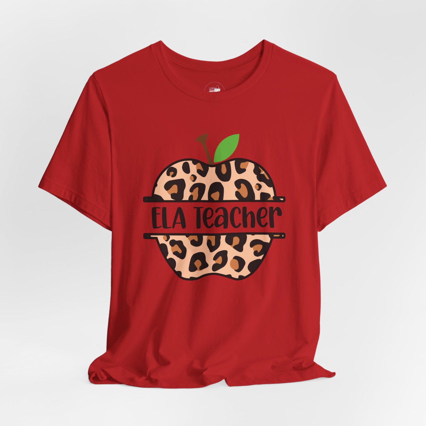 Personalized Leopard Print Apple Reading Teacher Shirt, Custom ELA Teacher Gift Back to School Tee, English Language Arts Shirt for Women