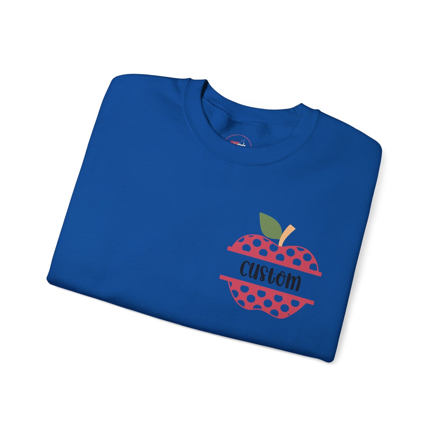 Personalized Custom Apple Design Crewneck Sweatshirt, Personalized Gift, Cozy Everyday Wear, School Spirit, Teacher Appreciation