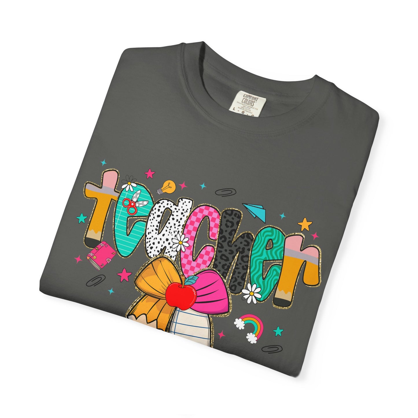 Personalized Teacher Shirt with Name Custom Pencil Bow Design Back to School Tee Gift for Educators Women Cute Teaching T Shirt