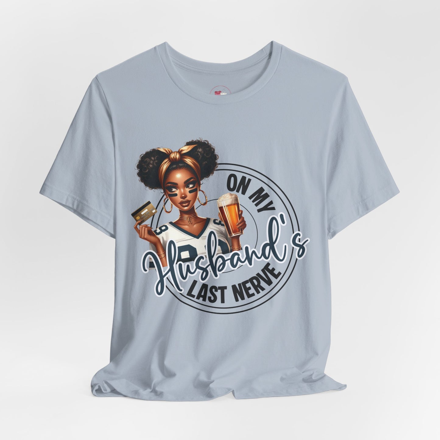 Funny Football Wife T-Shirt Black Woman Graphic, Game Day Beer Credit Card Design, Sassy Sports Fan Shirt, Husband's Money Tee, Cute Game Day Gift