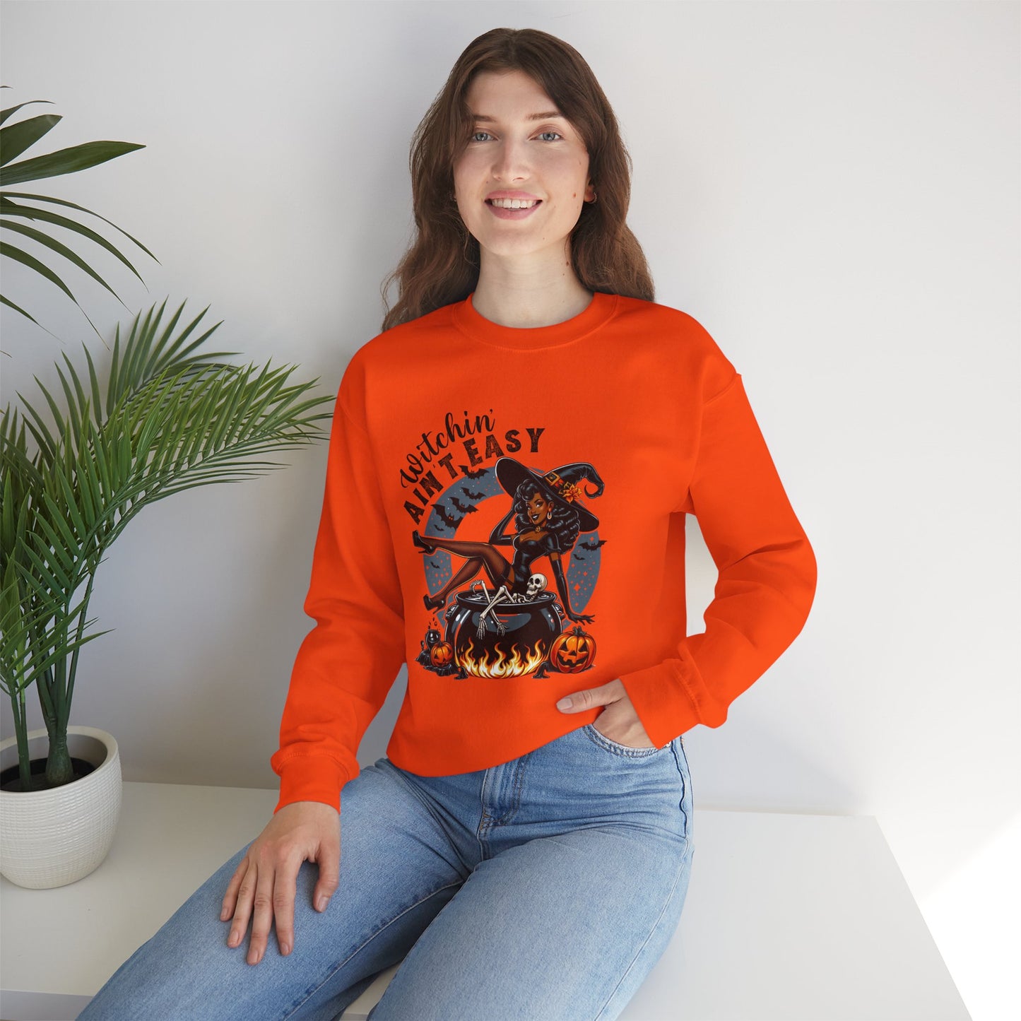Witchin' Ain't Easy Sweatshirt | Cozy Halloween Crewneck, Fall Fashion, Gift for Her, Spooky Season Apparel, Witchy Vibes