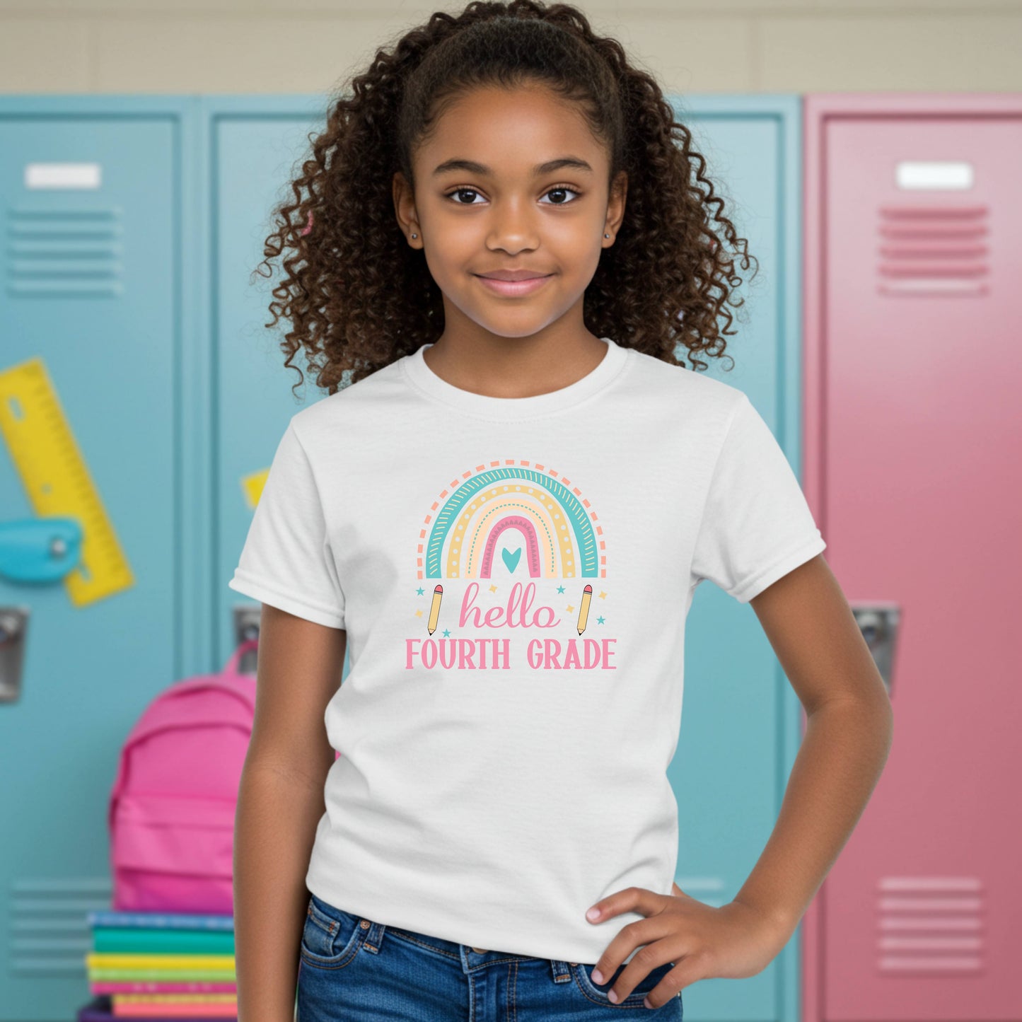 Personalized Back To School Shirt For Girls, Hello Pre-K To 5th Grade Shirt, Cute First Day Outfit, Custom Name Grade Tee