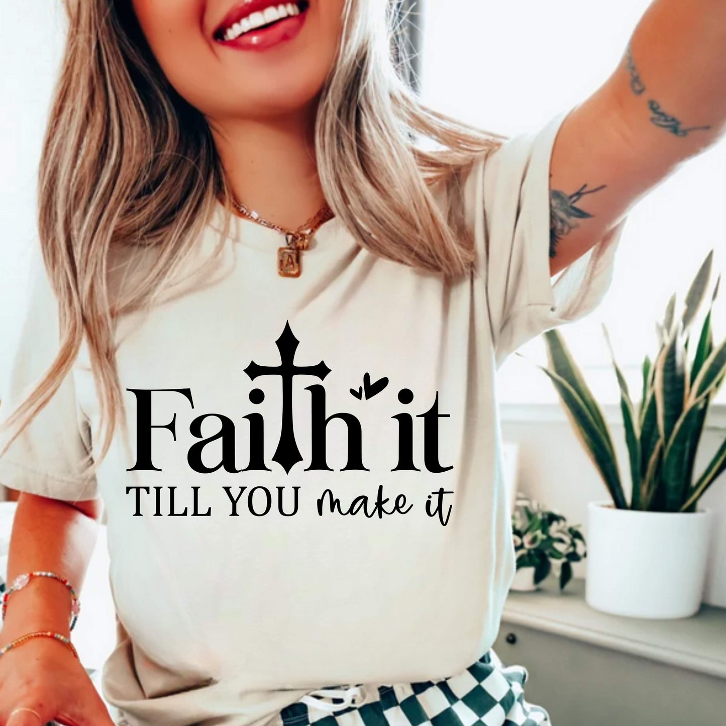 Unisex Inspirational Faith Tee, Motivational Shirt, Gift for Friends, Positive Vibes, Everyday Wear, Faith it till you make it
