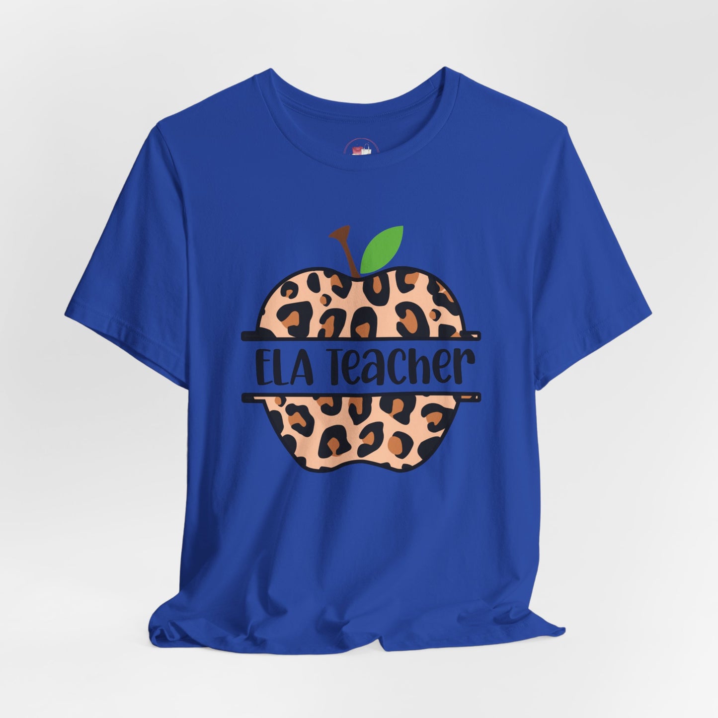 Personalized Leopard Print Apple Reading Teacher Shirt, Custom ELA Teacher Gift Back to School Tee, English Language Arts Shirt for Women