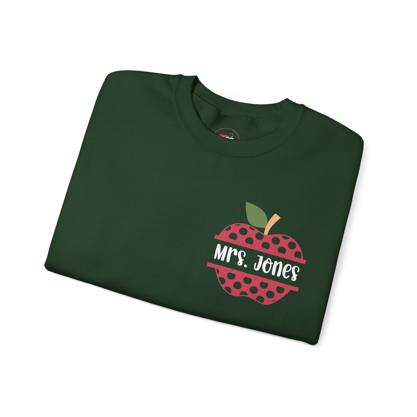 Personalized Custom Apple Design Crewneck Sweatshirt, Personalized Gift, Cozy Everyday Wear, School Spirit, Teacher Appreciation