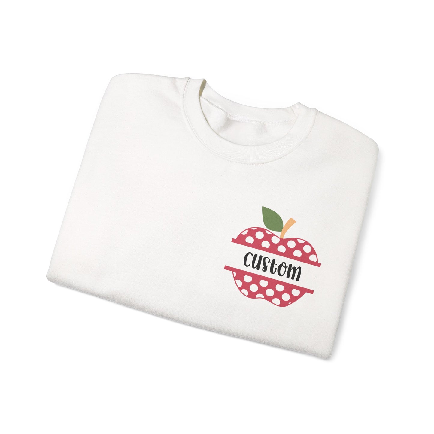 Personalized Custom Apple Design Crewneck Sweatshirt, Personalized Gift, Cozy Everyday Wear, School Spirit, Teacher Appreciation