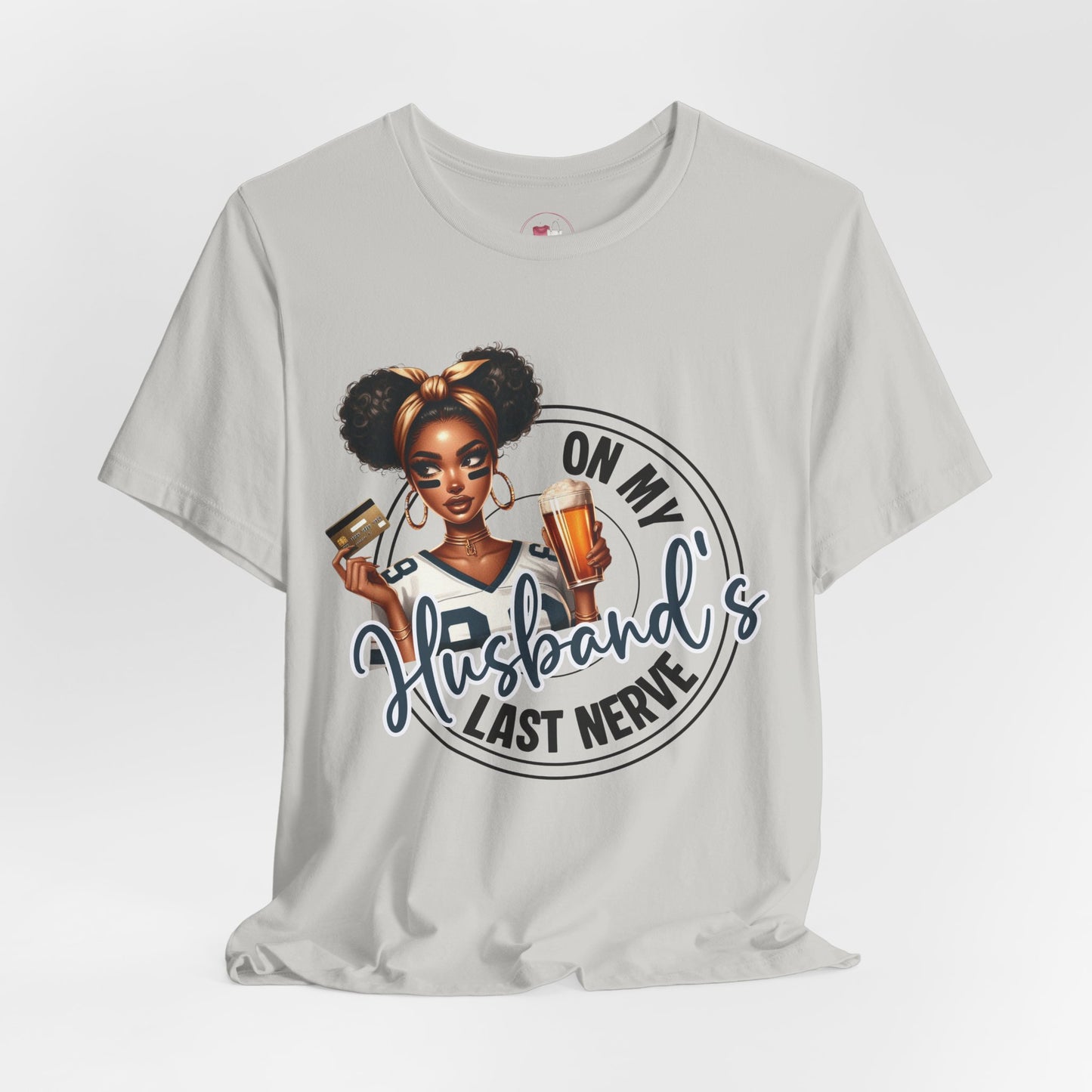 Funny Football Wife T-Shirt Black Woman Graphic, Game Day Beer Credit Card Design, Sassy Sports Fan Shirt, Husband's Money Tee, Cute Game Day Gift