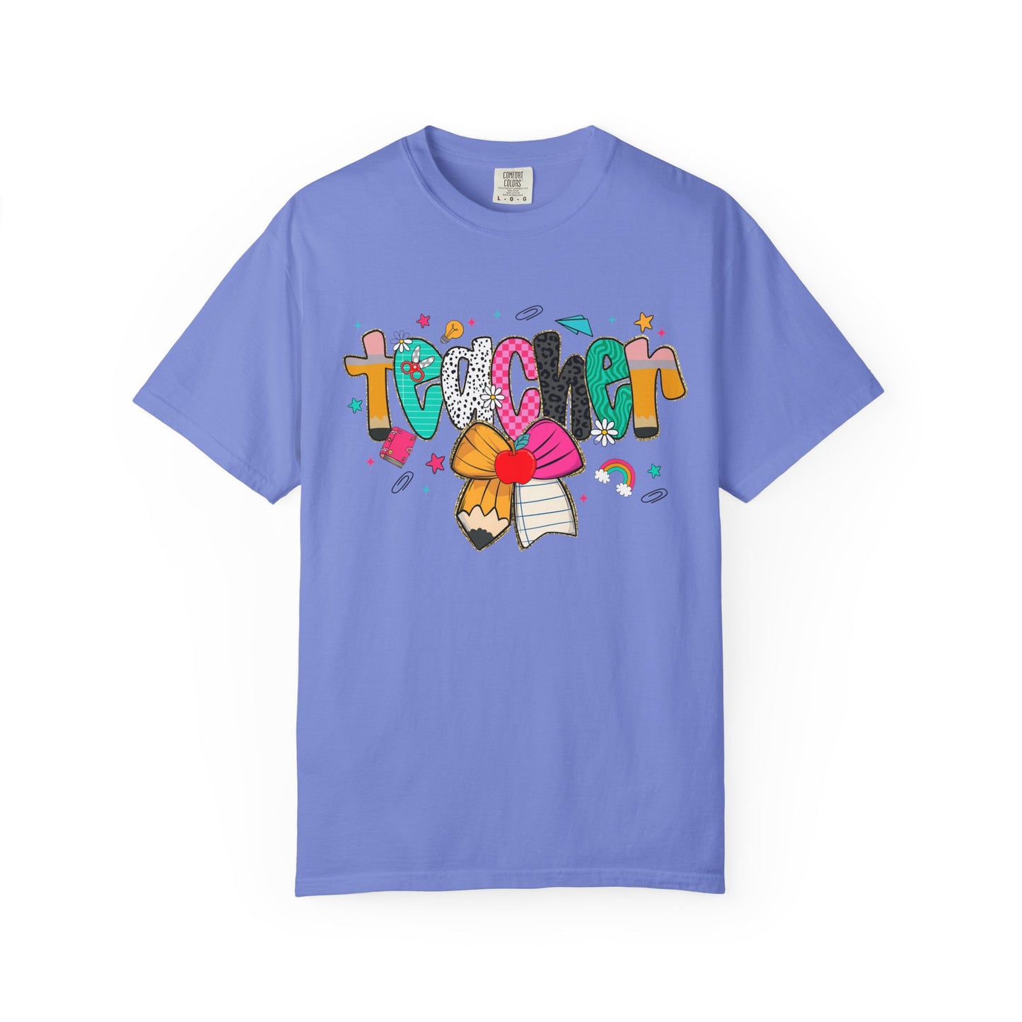 Personalized Teacher Shirt with Name Custom Pencil Bow Design Back to School Tee Gift for Educators Women Cute Teaching T Shirt