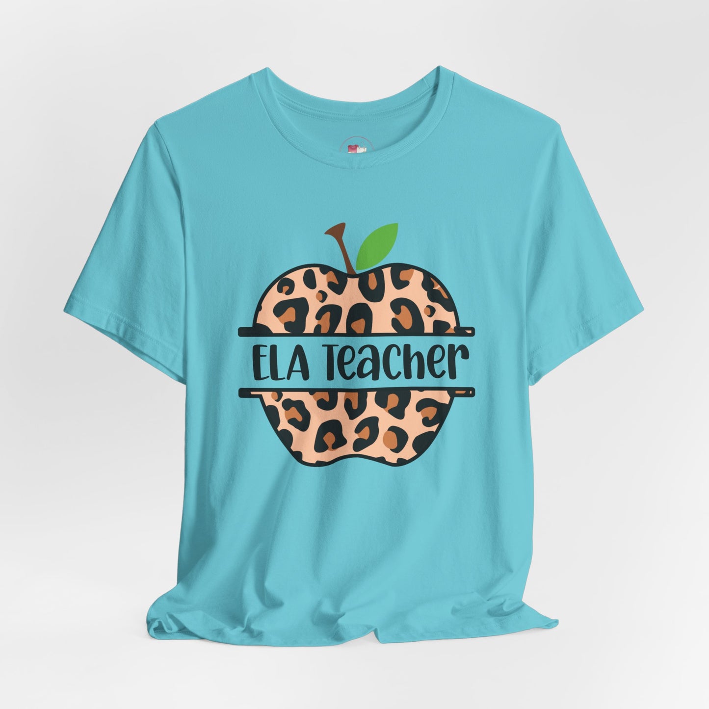 Personalized Leopard Print Apple Reading Teacher Shirt, Custom ELA Teacher Gift Back to School Tee, English Language Arts Shirt for Women