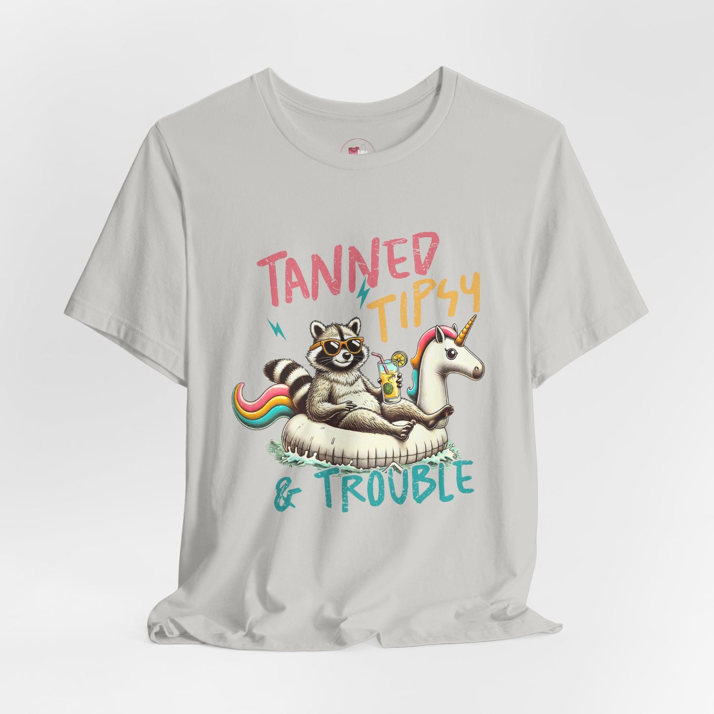 Tanned, Tipsy & Trouble Summer Tee, Fun Casual Wear, Beach Party Shirt, Unicorn Theme Gift, Playful Vacation Outfit