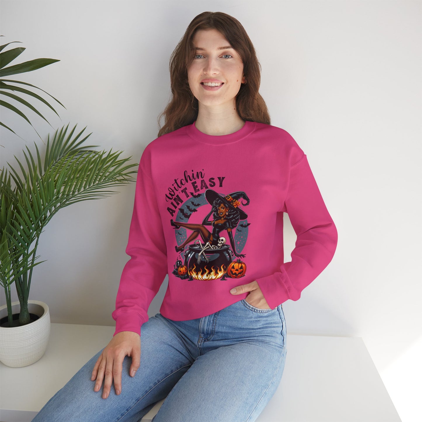 Witchin' Ain't Easy Sweatshirt | Cozy Halloween Crewneck, Fall Fashion, Gift for Her, Spooky Season Apparel, Witchy Vibes