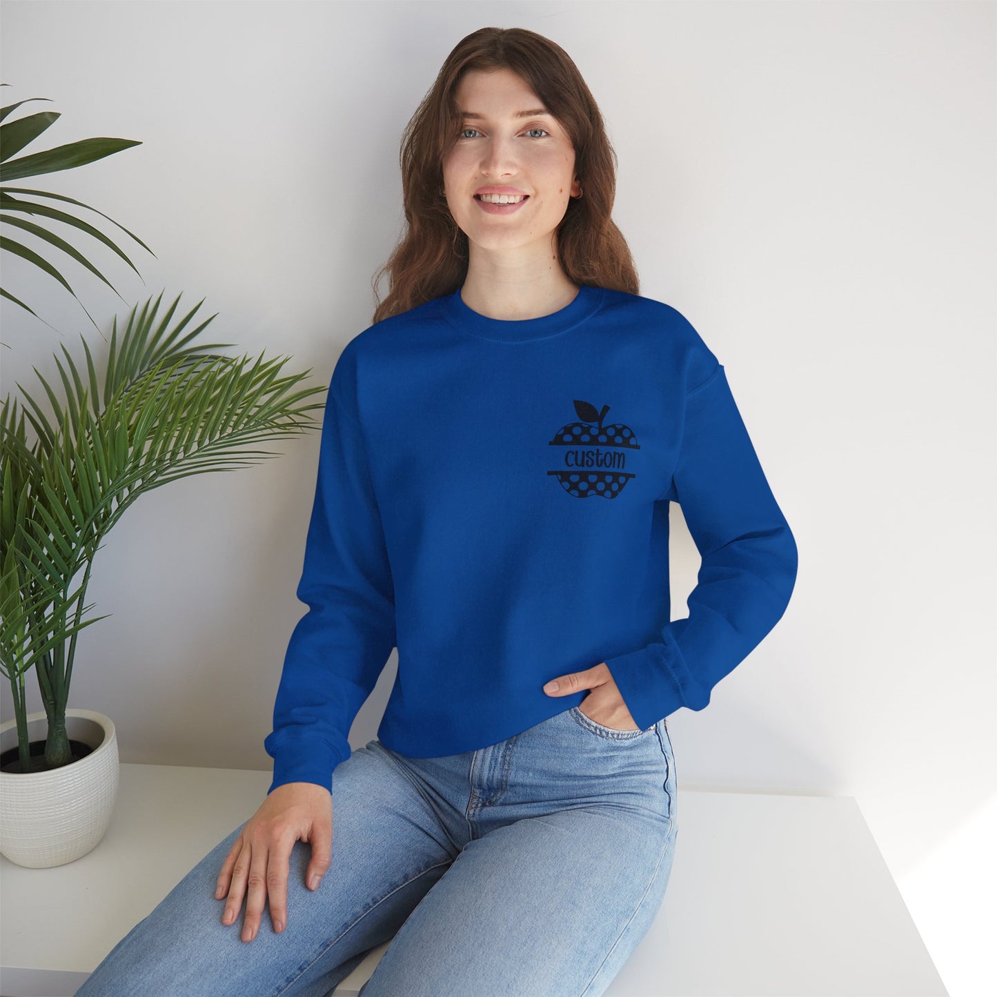 Personalized Apple Sweatshirt for Teachers, Custom Name Teacher Gift Pullover, Back to School Apple Design Sweater. Unisex Cozy Top