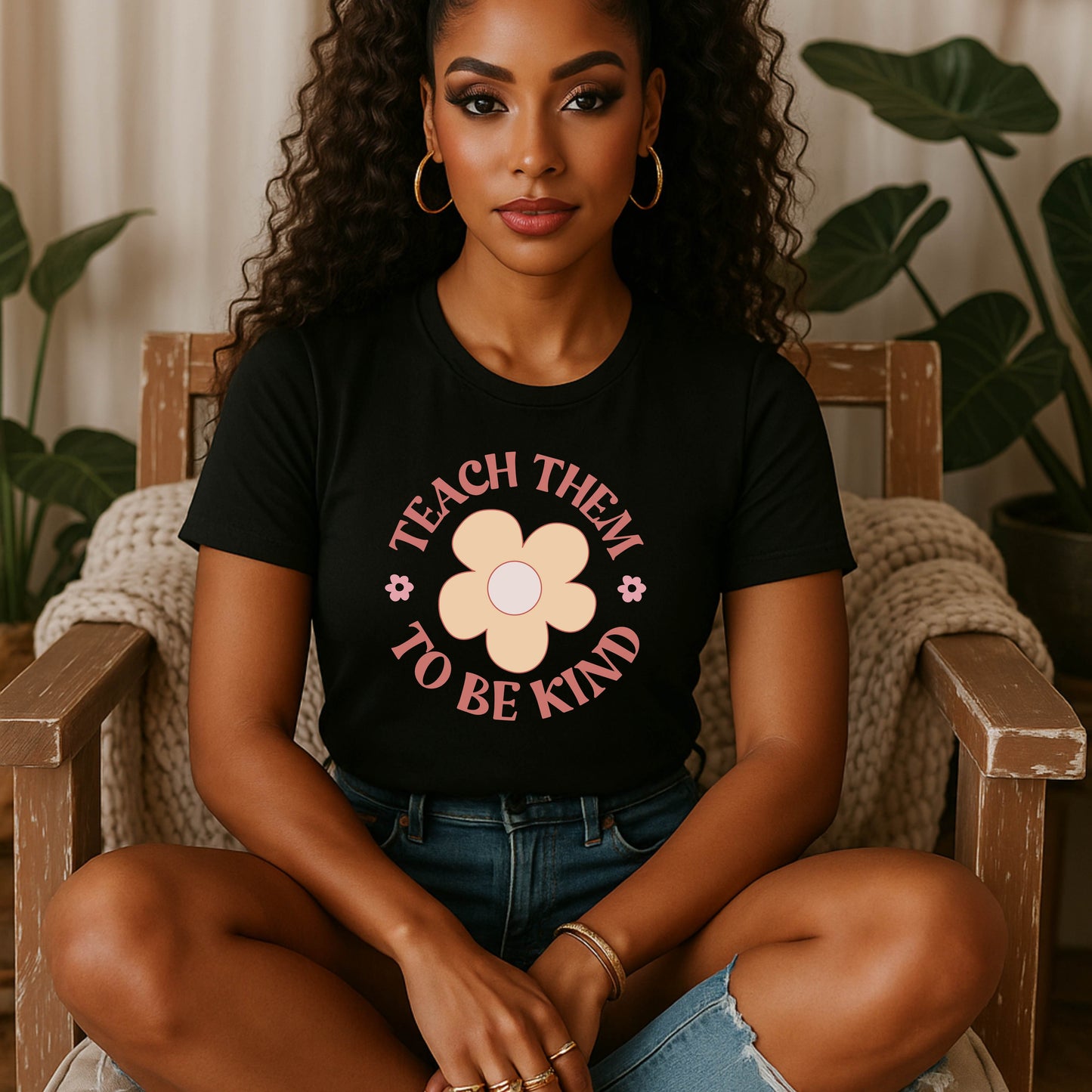 Kindness Flower Unisex T-Shirt, Teach Them To Be Kind Tee, Positive Message Shirt, Gift for Teachers, Summer Fashion Statement