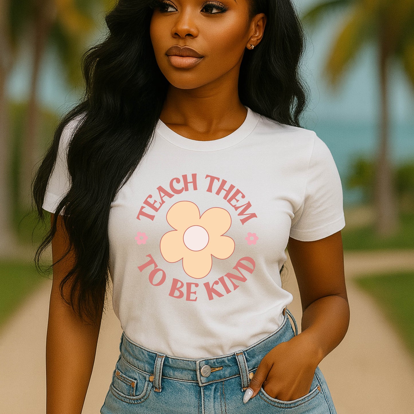 Kindness Flower Unisex T-Shirt, Teach Them To Be Kind Tee, Positive Message Shirt, Gift for Teachers, Summer Fashion Statement