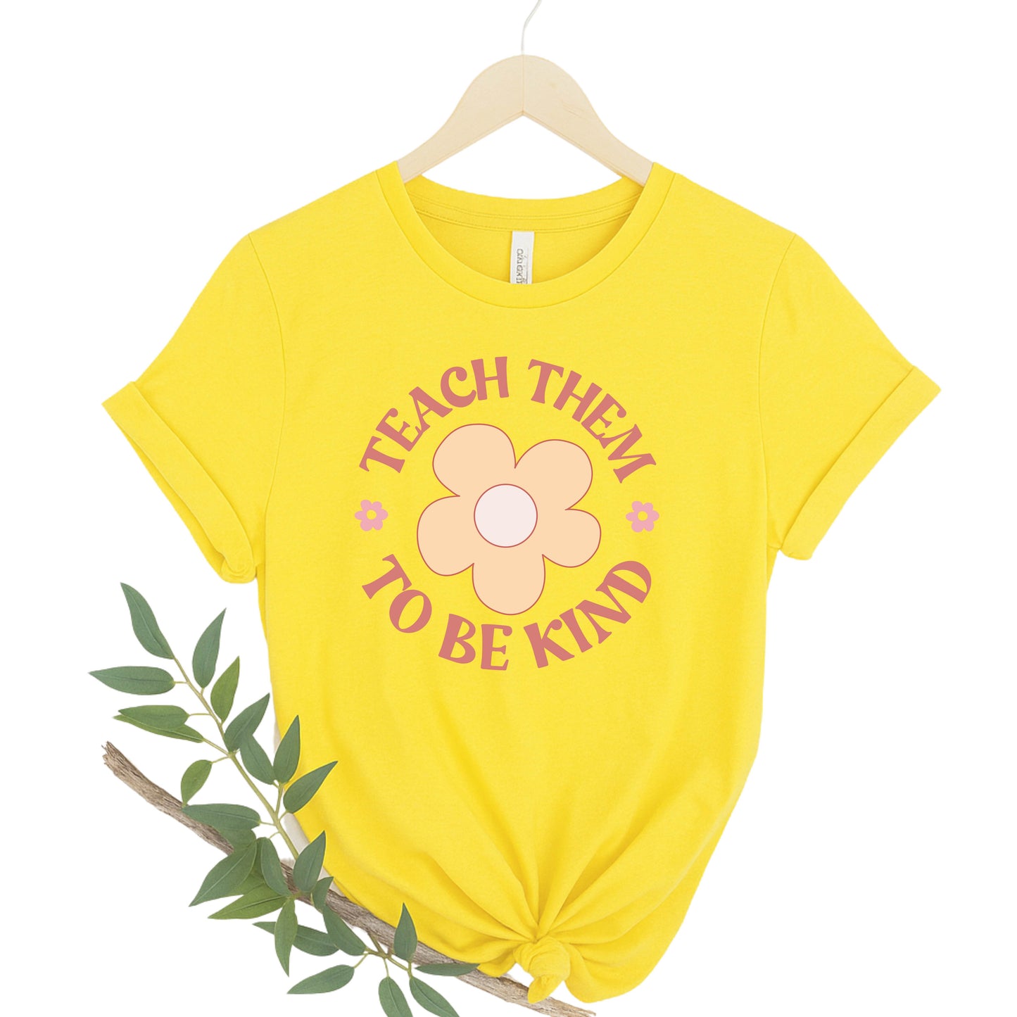 Kindness Flower Unisex T-Shirt, Teach Them To Be Kind Tee, Positive Message Shirt, Gift for Teachers, Summer Fashion Statement