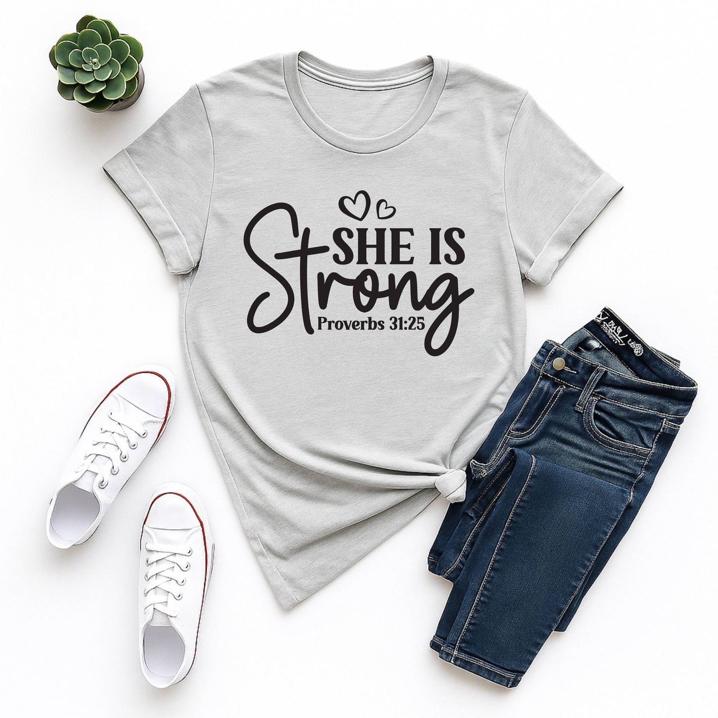 Empowerment Tee - "She is Strong" - Unisex Jersey Short Sleeve, Inspirational Gift, Motivational Shirt, Christian Apparel, Everyday Wear