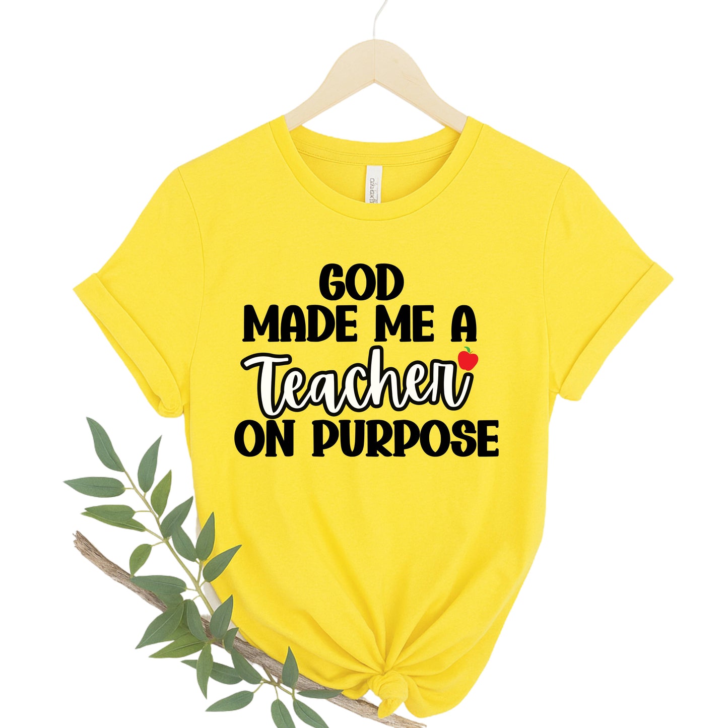 Unisex Teacher Tee - 'God Made Me a Teacher on Purpose' Shirt, Graduation Gift, Teacher Appreciation, Casual Wear, Inspirational T-Shirt