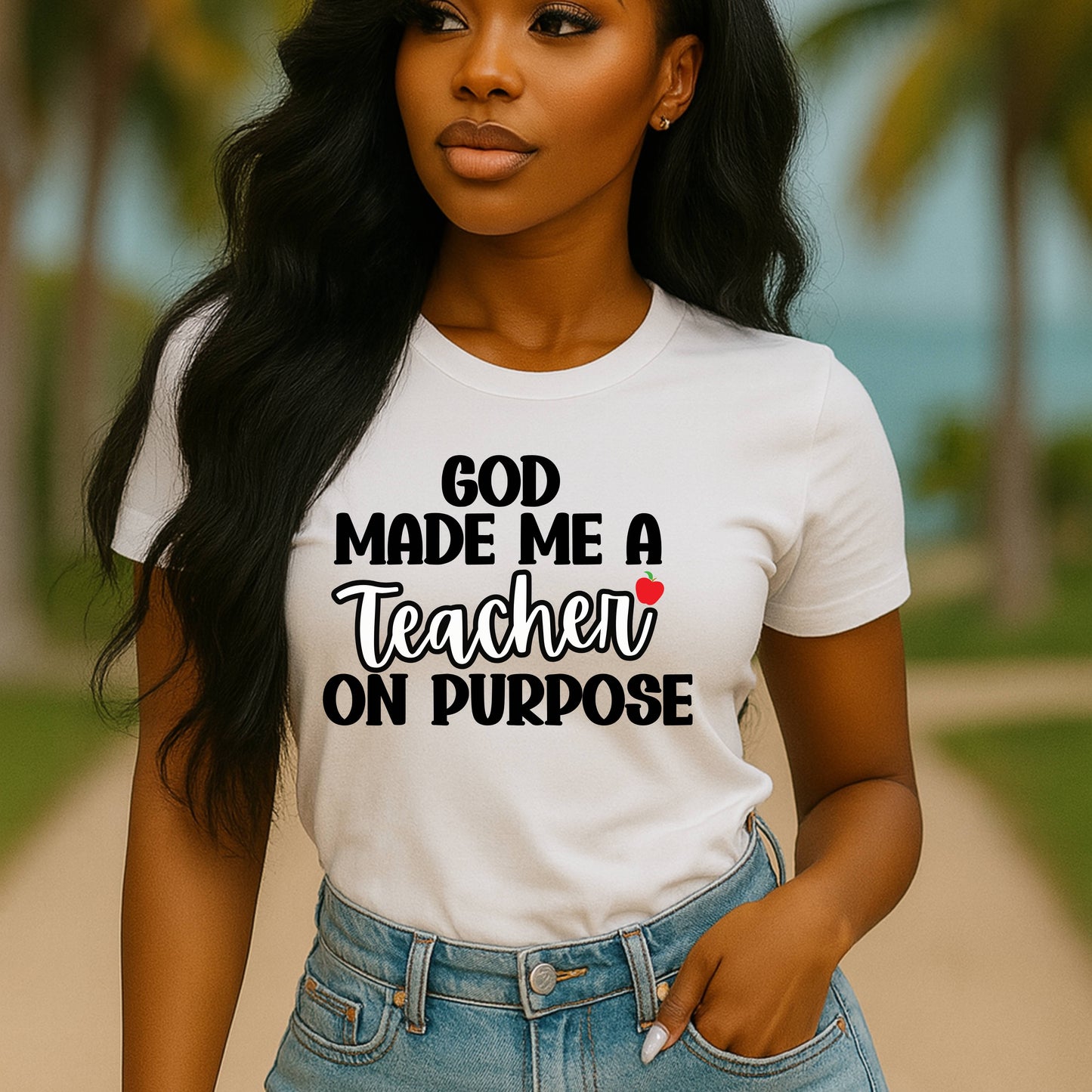Unisex Teacher Tee - 'God Made Me a Teacher on Purpose' Shirt, Graduation Gift, Teacher Appreciation, Casual Wear, Inspirational T-Shirt
