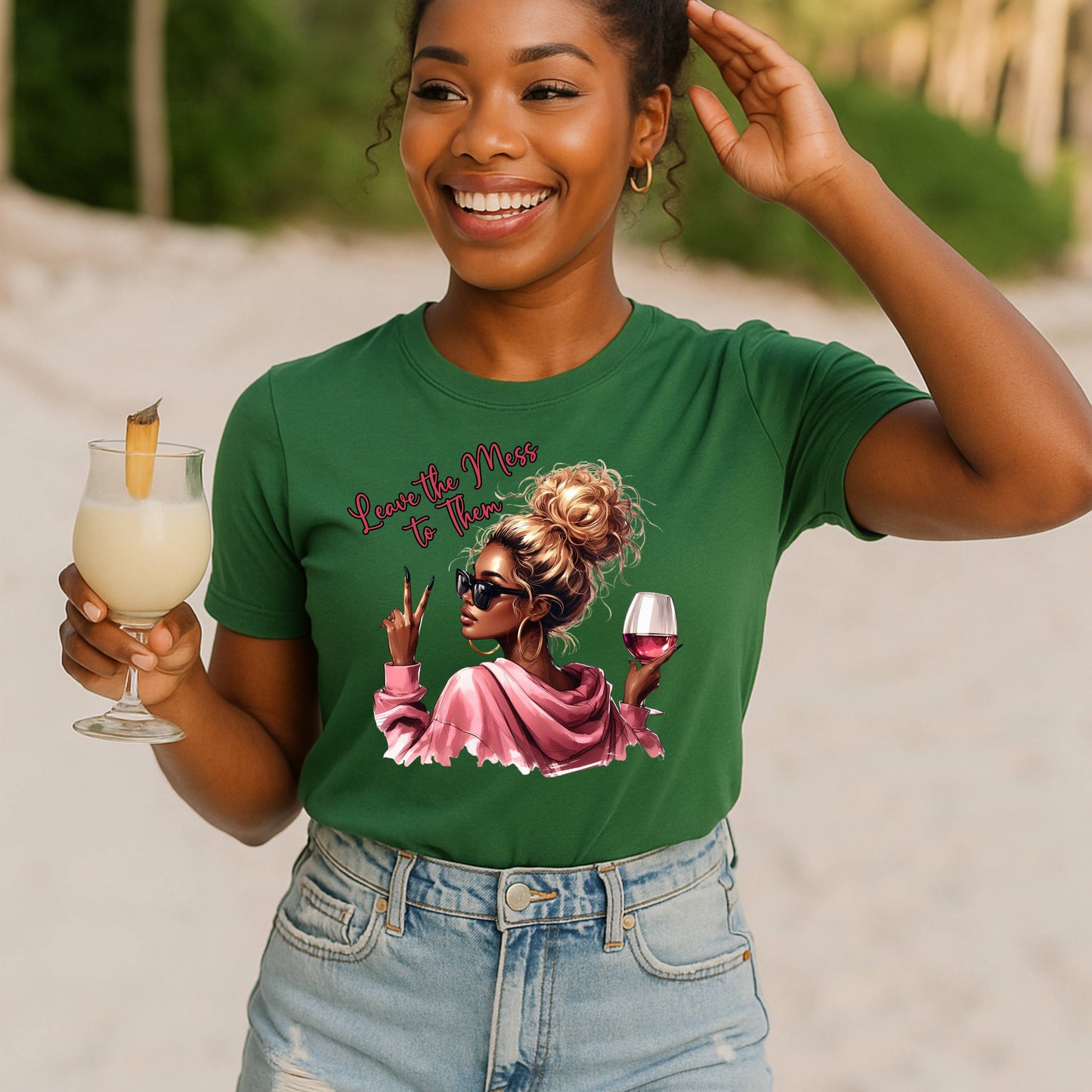 Drama-Free Graphic Tee, Chic Wine Lover Tee, Stylish Graphic Shirt, Gift for Her, Funny Quote T-Shirt, Everyday Fashion, Summer Casual Wear