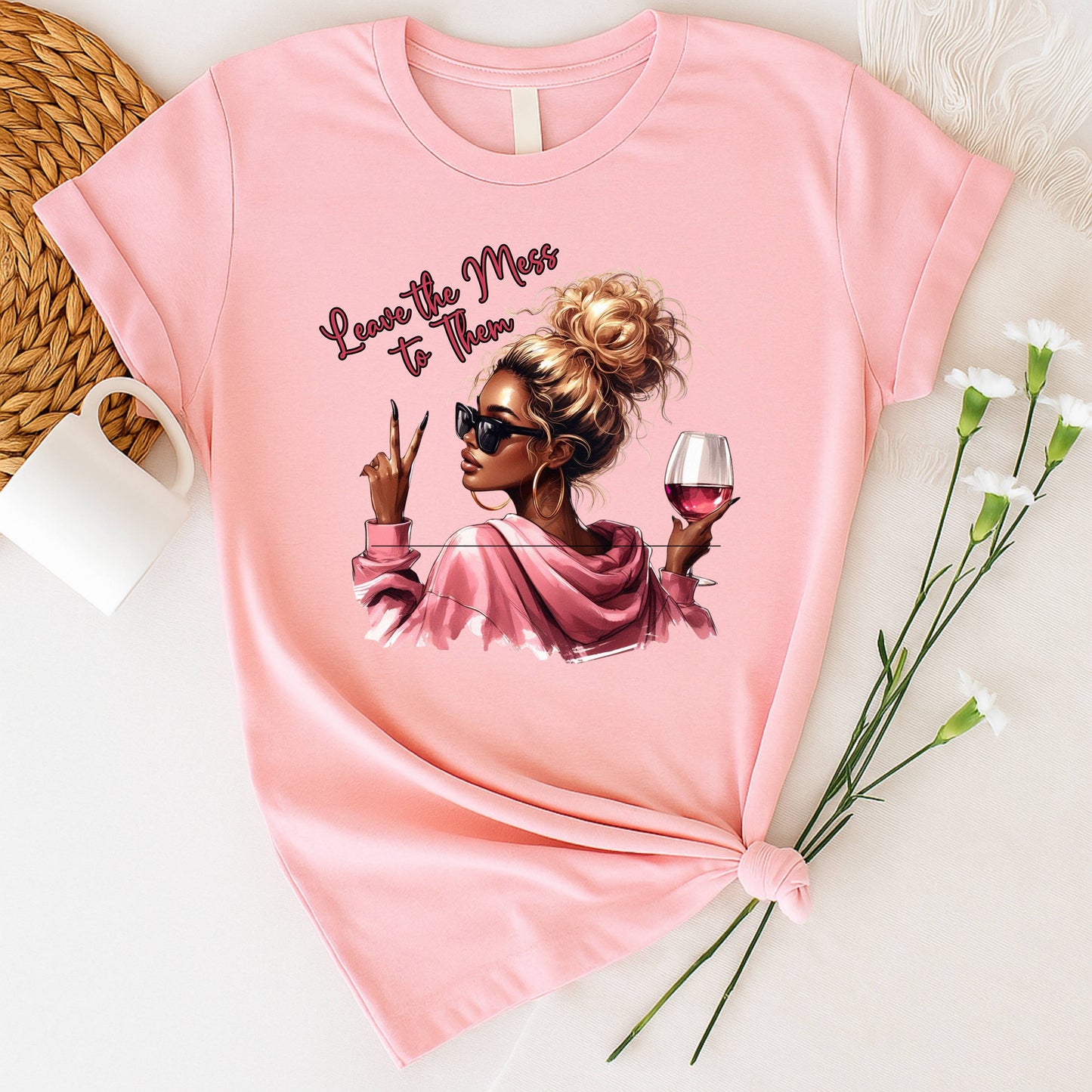 Drama-Free Graphic Tee, Chic Wine Lover Tee, Stylish Graphic Shirt, Gift for Her, Funny Quote T-Shirt, Everyday Fashion, Summer Casual Wear