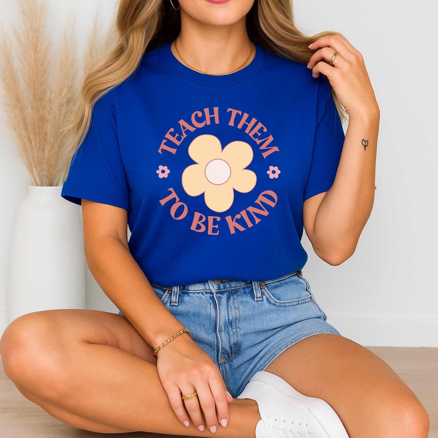Kindness Flower Unisex T-Shirt, Teach Them To Be Kind Tee, Positive Message Shirt, Gift for Teachers, Summer Fashion Statement