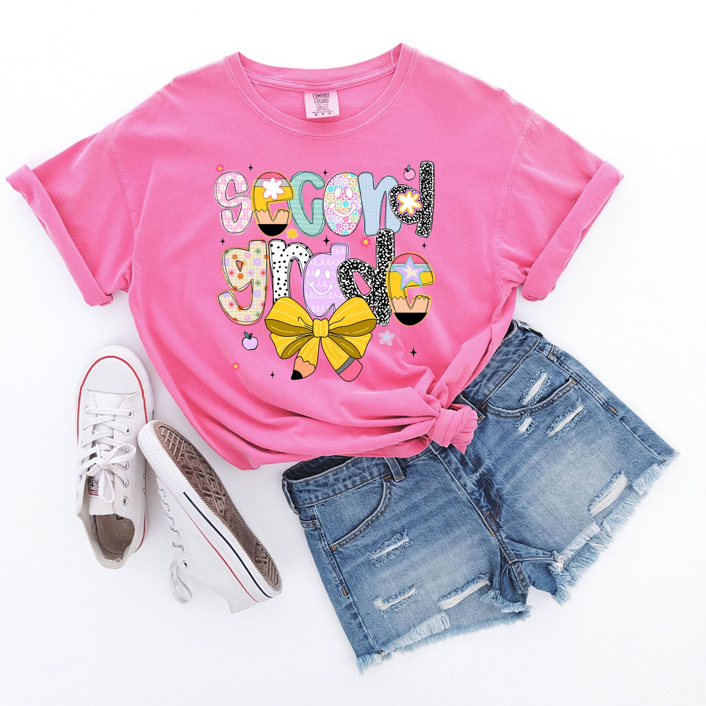 Pink pre-k-5th grade teacher/kid tshirt design with bow, back to school, teacher gift