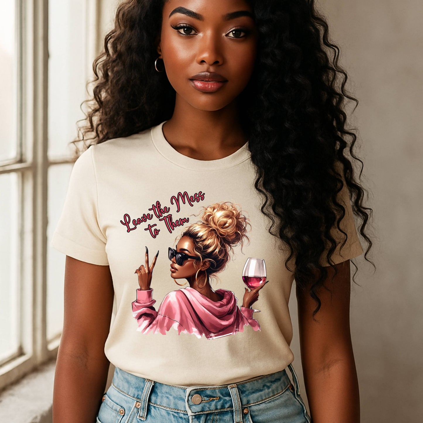 Drama-Free Graphic Tee, Chic Wine Lover Tee, Stylish Graphic Shirt, Gift for Her, Funny Quote T-Shirt, Everyday Fashion, Summer Casual Wear