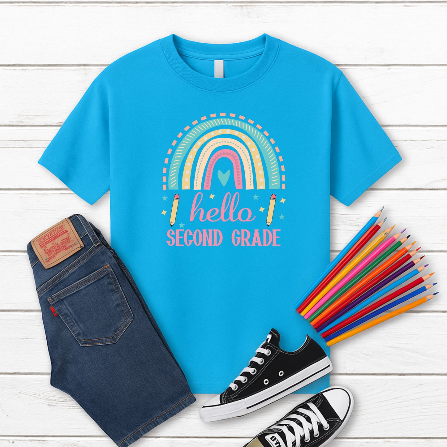 Personalized Back To School Shirt For Girls, Hello Pre-K To 5th Grade Shirt, Cute First Day Outfit, Custom Name Grade Tee