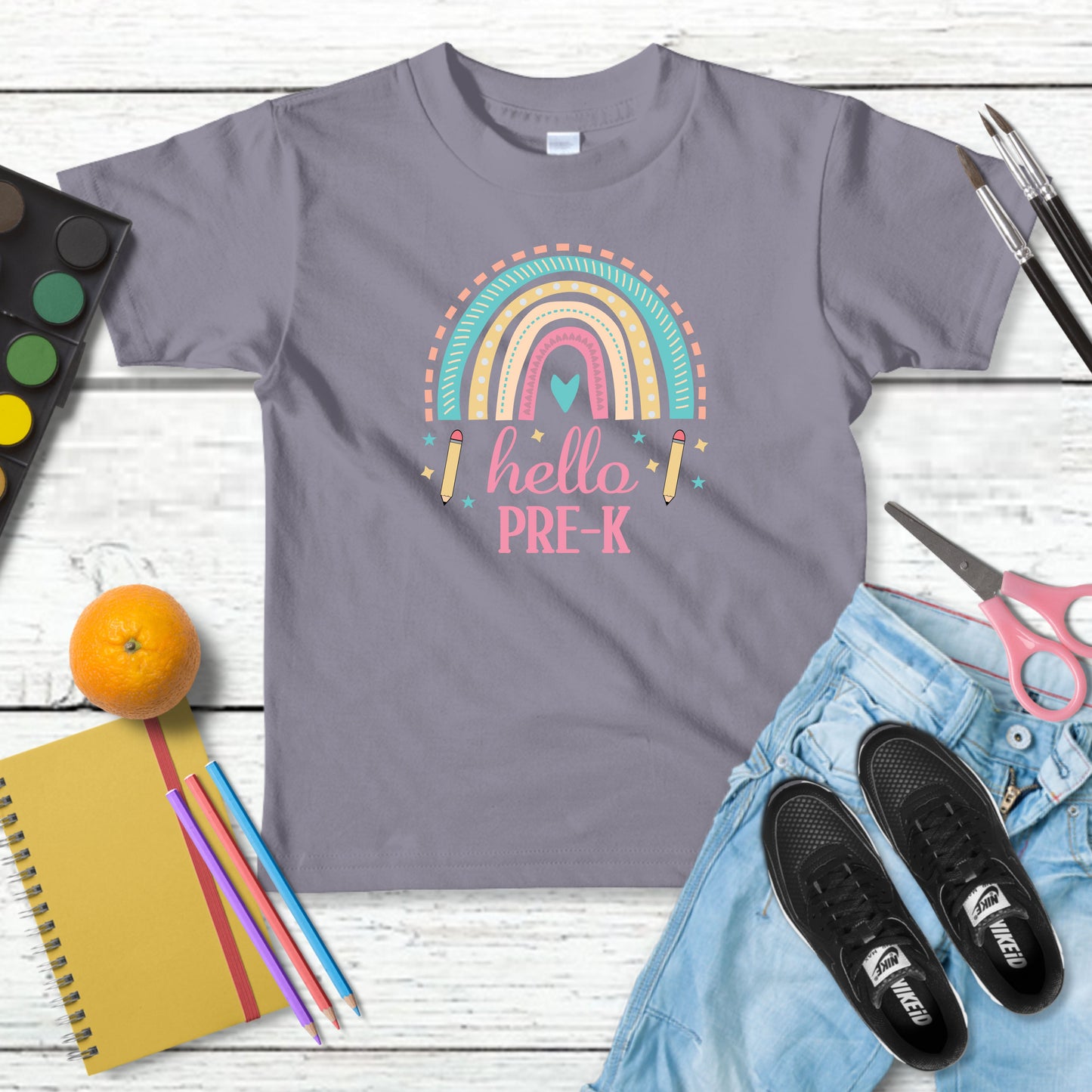 Personalized Back To School Shirt For Girls, Hello Pre-K To 5th Grade Shirt, Cute First Day Outfit, Custom Name Grade Tee