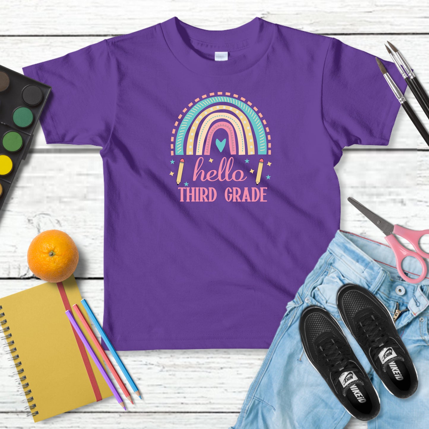 Personalized Back To School Shirt For Girls, Hello Pre-K To 5th Grade Shirt, Cute First Day Outfit, Custom Name Grade Tee