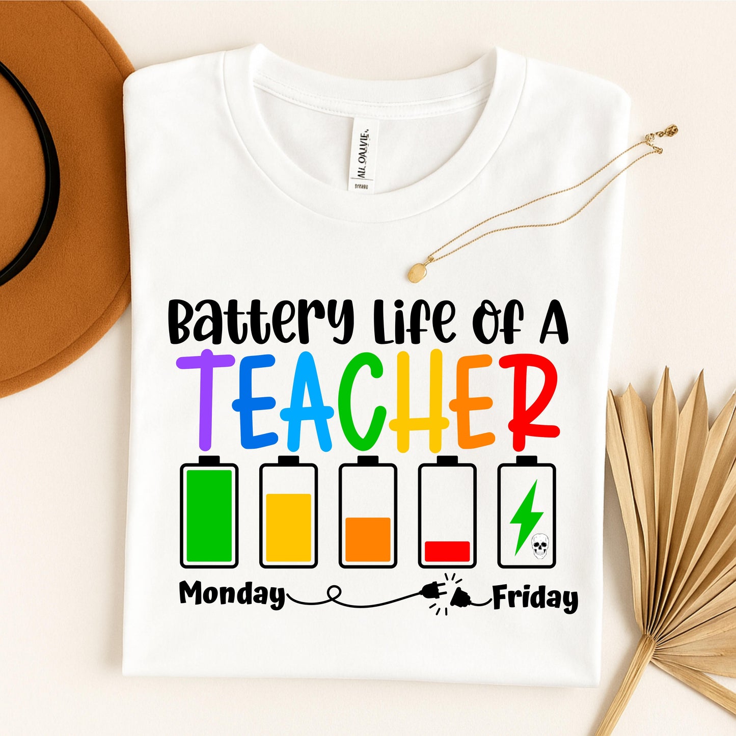 Battery Life of a Teacher Tee, Funny Teacher Shirt, Teacher Appreciation Gift, Educational Humor T-Shirt, Back to School Apparel