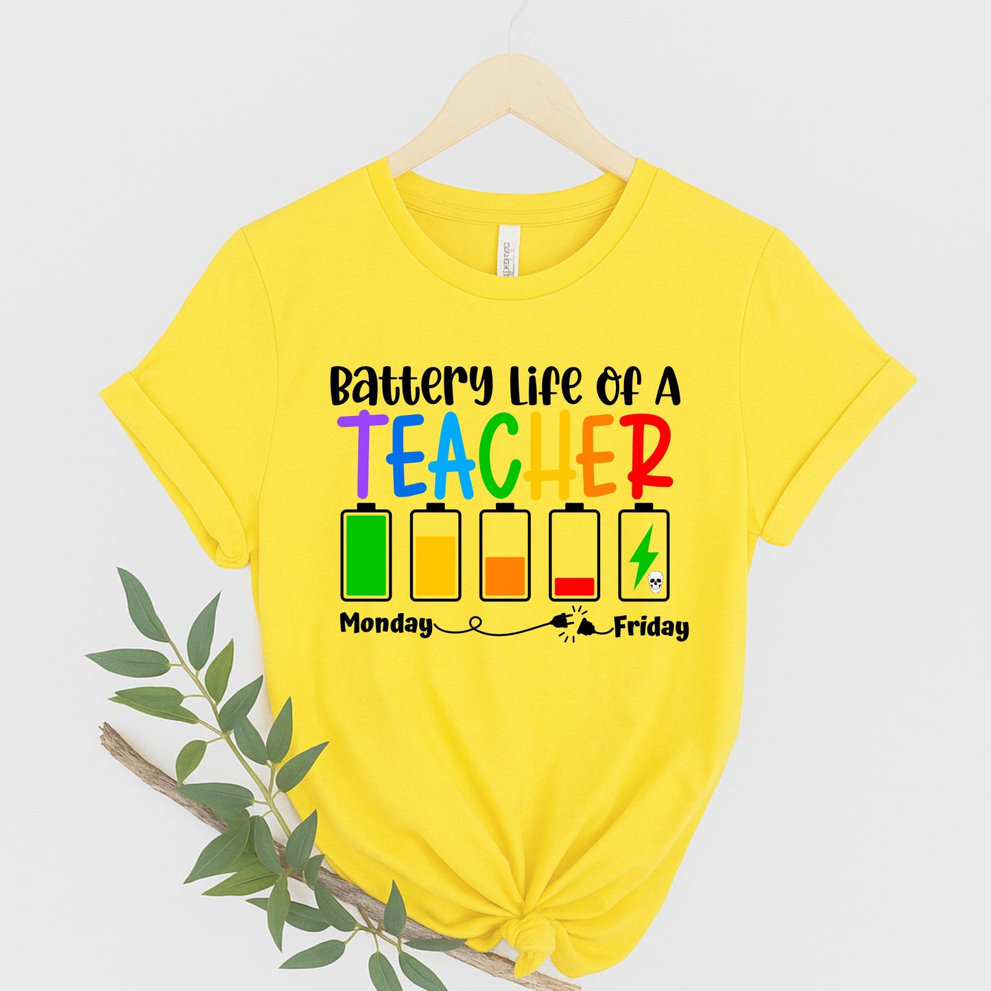 Battery Life of a Teacher Tee, Funny Teacher Shirt, Teacher Appreciation Gift, Educational Humor T-Shirt, Back to School Apparel