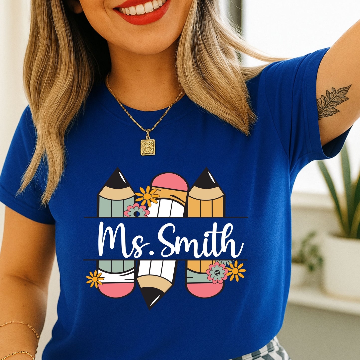Personalized Teacher Pencil T-Shirt, Personalized Classroom Tee, Back to School Gift