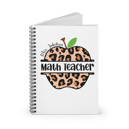 Leopard Print Math Teacher Notebook, Cute Teacher Gift, Classroom Supplies, Spiral Journal, Back to School, Educational Stationery
