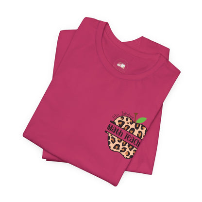 Personalized Math Leopard Print Teacher Tee, Cute Teacher T-Shirt, Math Teacher Gift, Back to School Shirt, Funny Educator Top, Animal Print T-Shirt