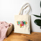 Colorful Teacher Tote Bag with Pencil, Apple Bow Design, Cute Canvas Gift for Educators, Back to School Teacher Appreciation Bag
