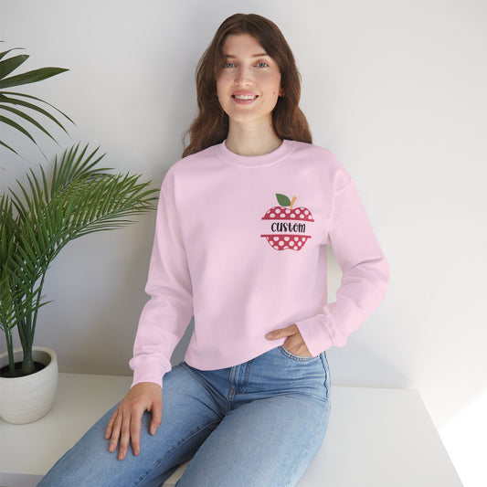 Personalized Custom Apple Design Crewneck Sweatshirt, Personalized Gift, Cozy Everyday Wear, School Spirit, Teacher Appreciation