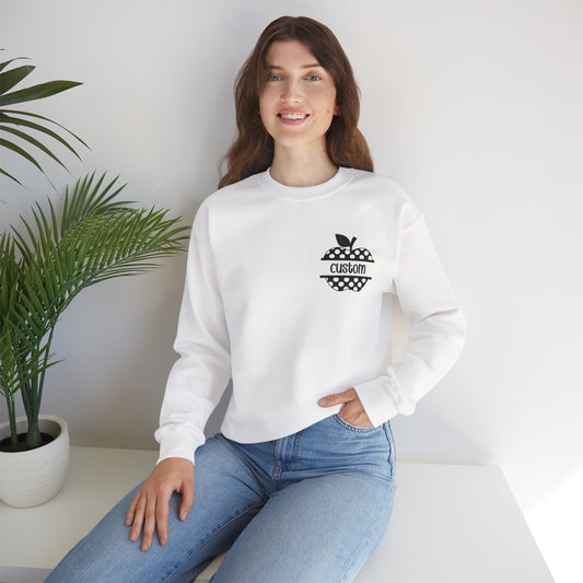 Personalized Apple Sweatshirt for Teachers, Custom Name Teacher Gift Pullover, Back to School Apple Design Sweater. Unisex Cozy Top