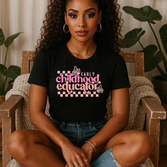 Early Childhood Educator Women Tee, Teacher Appreciation Gift, Education Apparel, Butterfly Design, Casual Wear, Spring Fashion