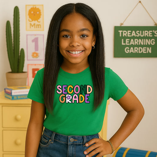 Personalized Girls +Back to School Shirt for Pre-K Kindergarten First Second Third and Fourth Grade with Fun Graphic Design, Fun Kids Shirt, Colorful Kids Clothing