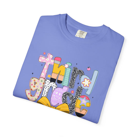 Blue pre-k-5th grade teacher/kid tshirt design with bow, back to school, teacher gift