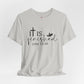 Gray t-shirt with 'It is finished' text and cross design on a white background, religious shirt
